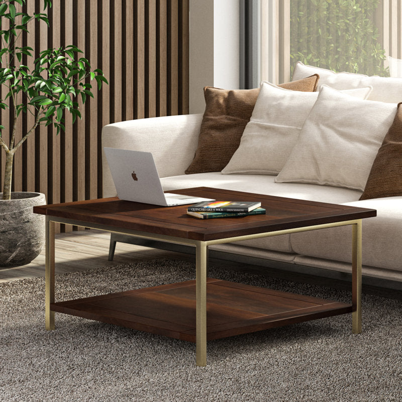 Skyler - Square Mango Wood Industrial Coffee Table for Living Room