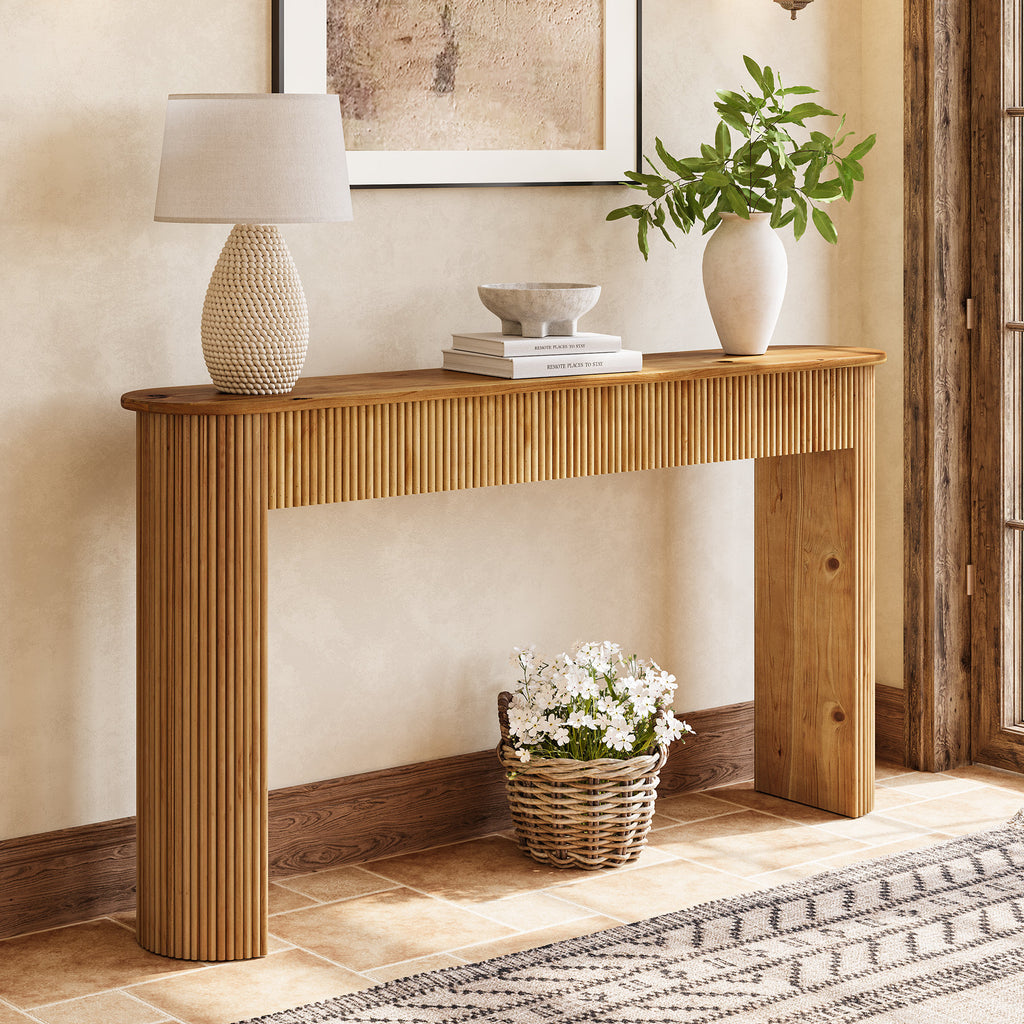 Arlo - 63" Fluted Solid Wood Console Table for Entryway & Sofa