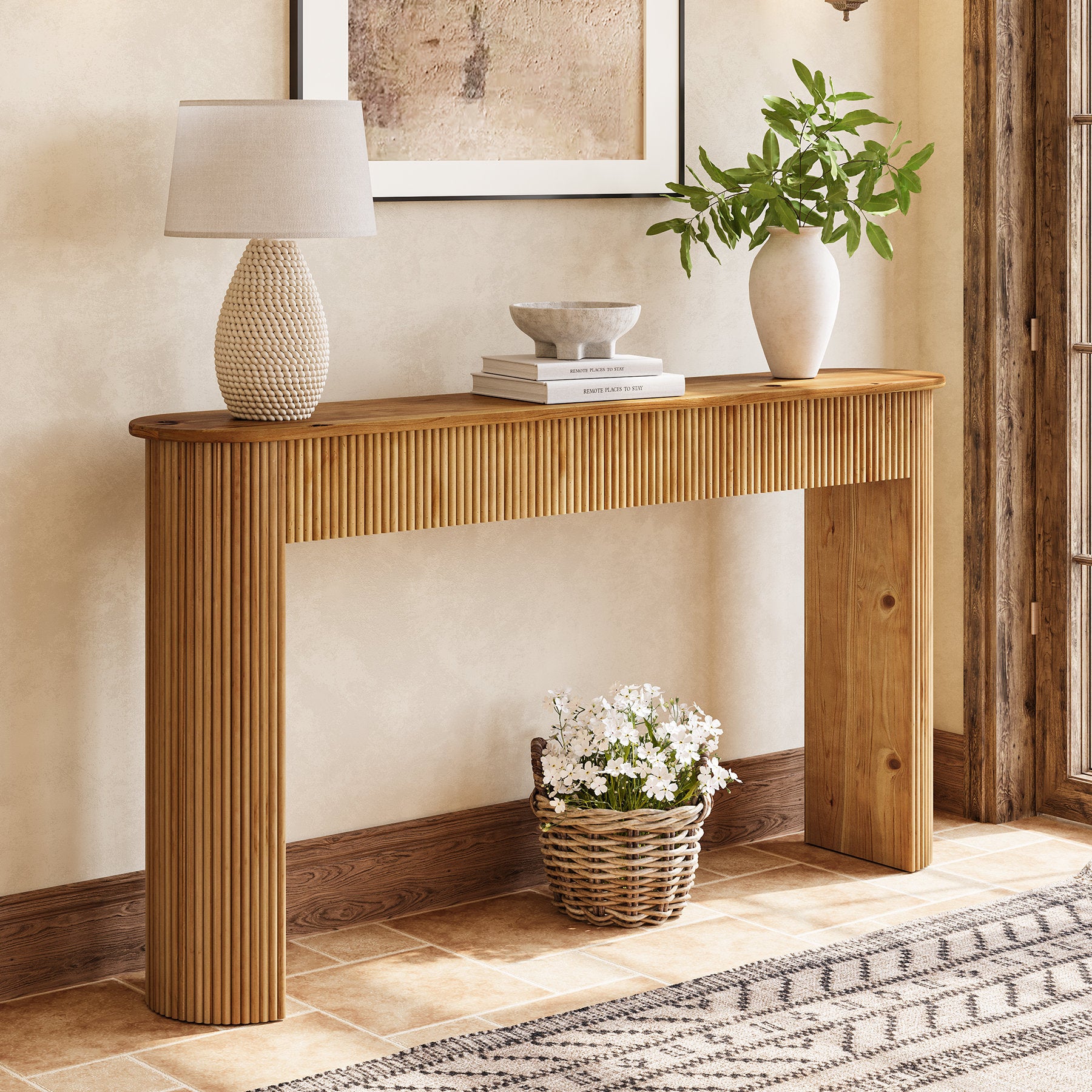 Arlo - 63" Fluted Solid Wood Console Table for Entryway & Sofa