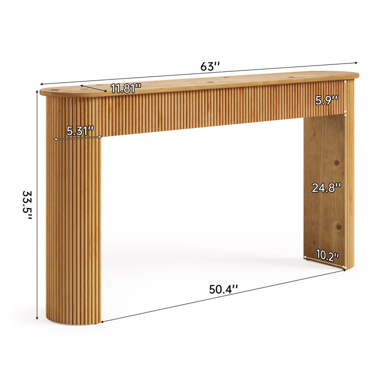 Arlo - 63" Fluted Solid Wood Console Table for Entryway & Sofa