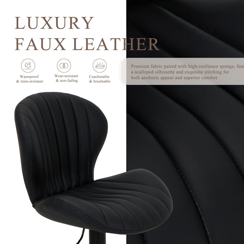 Apex - Swivel Adjustable Bar Stool Set of 4 Faux Leather Counter