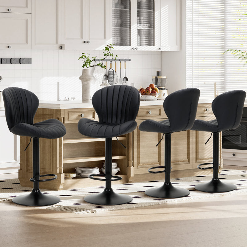 Apex - Swivel Adjustable Bar Stool Set of 4 Faux Leather Counter