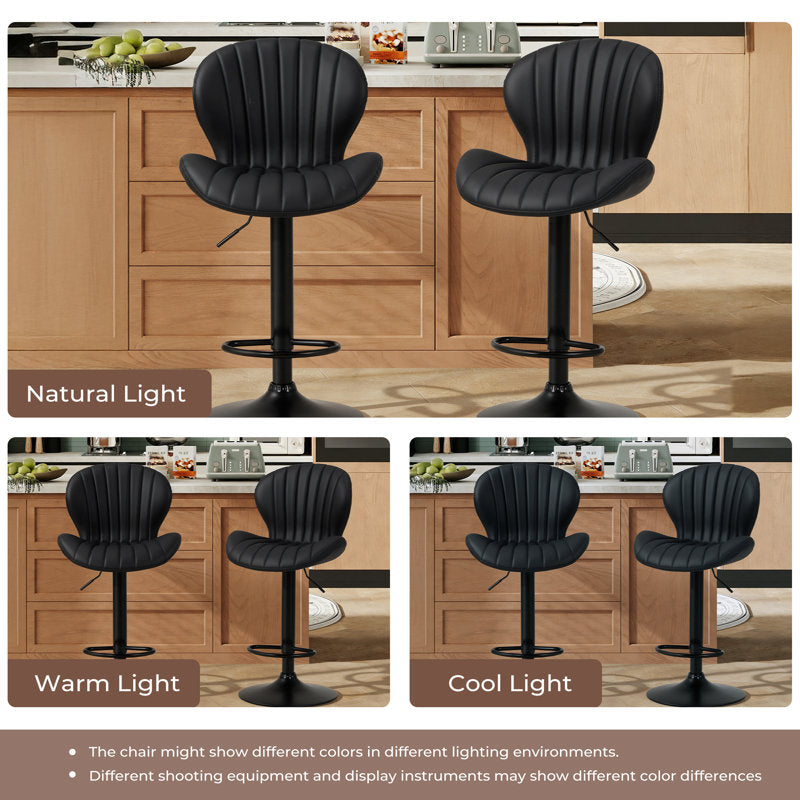 Apex - Swivel Adjustable Bar Stool Set of 4 Faux Leather Counter
