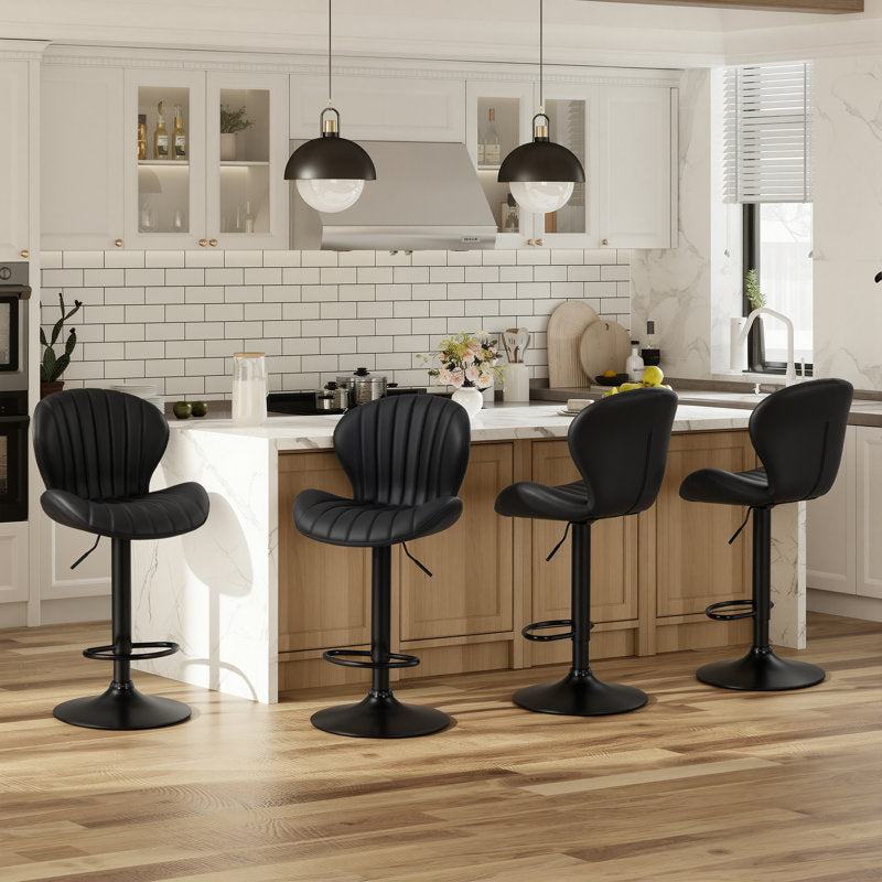 Apex - Swivel Adjustable Bar Stool Set of 4 Faux Leather Counter