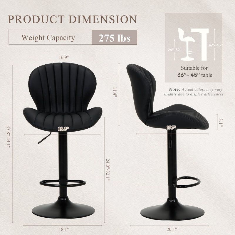 Apex - Swivel Adjustable Bar Stool Set of 4 Faux Leather Counter