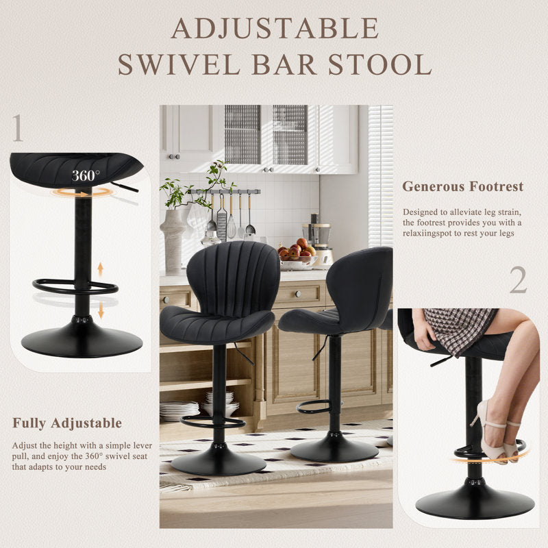 Apex - Swivel Adjustable Bar Stool Set of 4 Faux Leather Counter