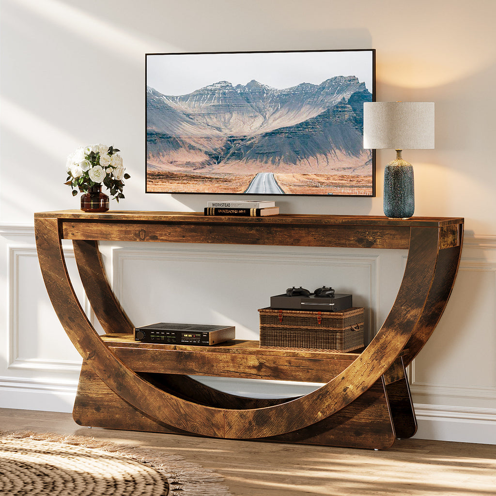 Rustic Ridge - 63" Farmhouse TV Stand for 75 Inch TVs Wood Console