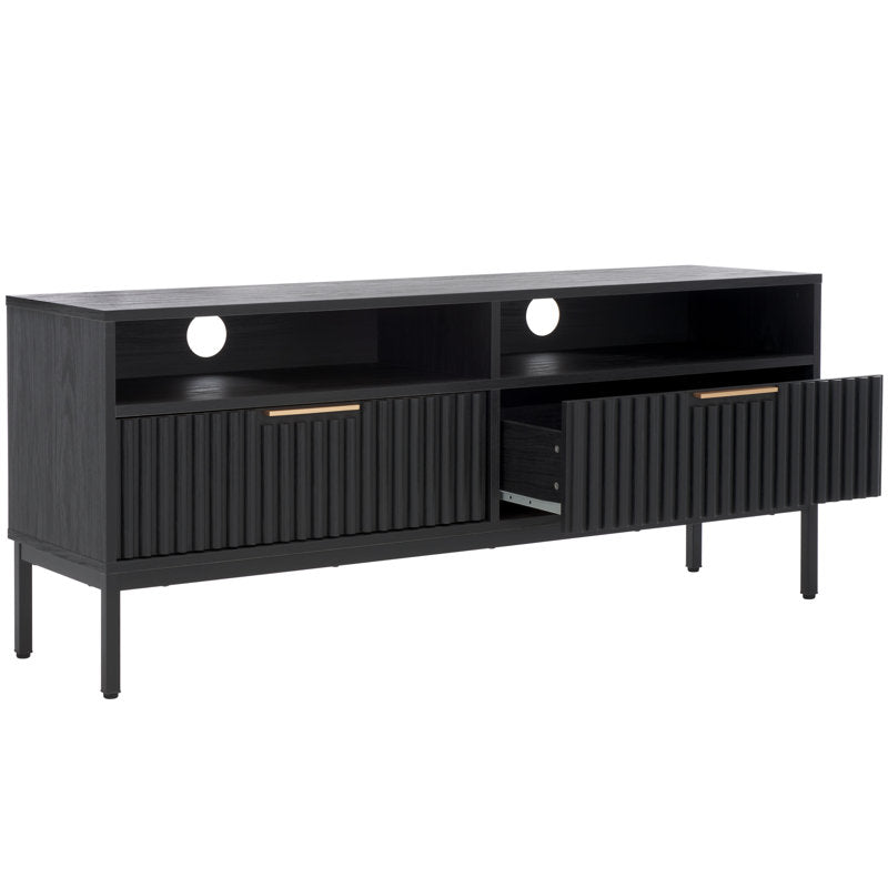 Aria Fluted TV Stand - Modern Wood Media Console for 60-inch TVs