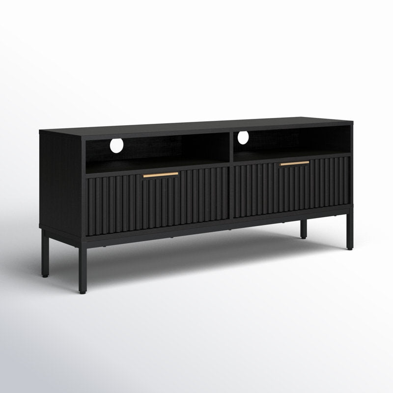 Aria Fluted TV Stand - Modern Wood Media Console for 60-inch TVs