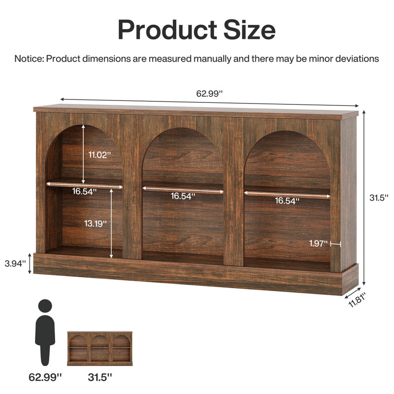 Arched Horizon - 65 Inch TV Stand Rustic Wood Media Console