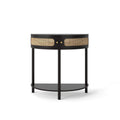 Luna - Half Moon Rattan End Table Boho Wood Entryway Console