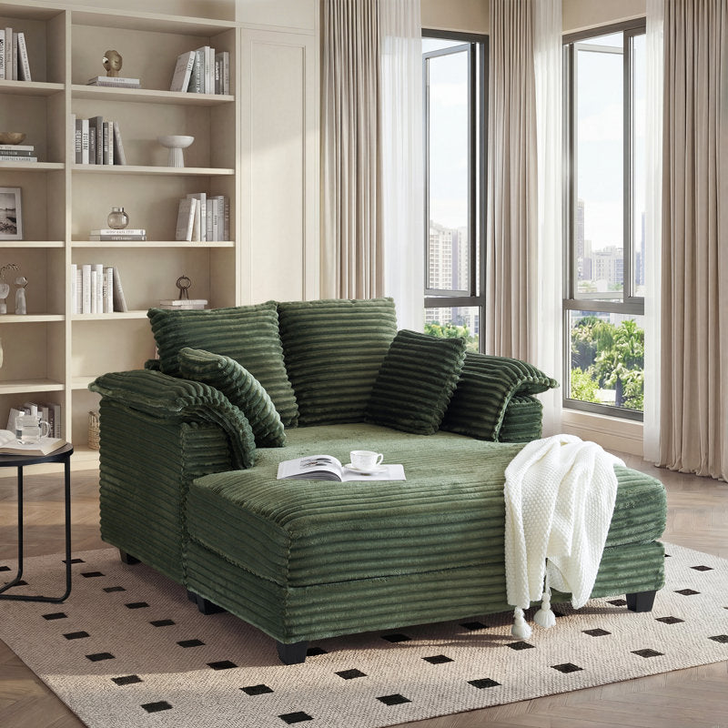 Elara - Corduroy Sleeper Sofa Bed with Twin Mattress & Chaise