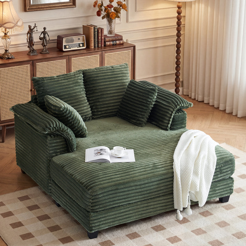 Elara - Corduroy Sleeper Sofa Bed with Twin Mattress & Chaise
