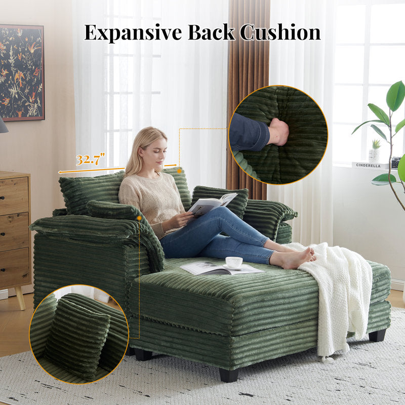 Elara - Corduroy Sleeper Sofa Bed with Twin Mattress & Chaise