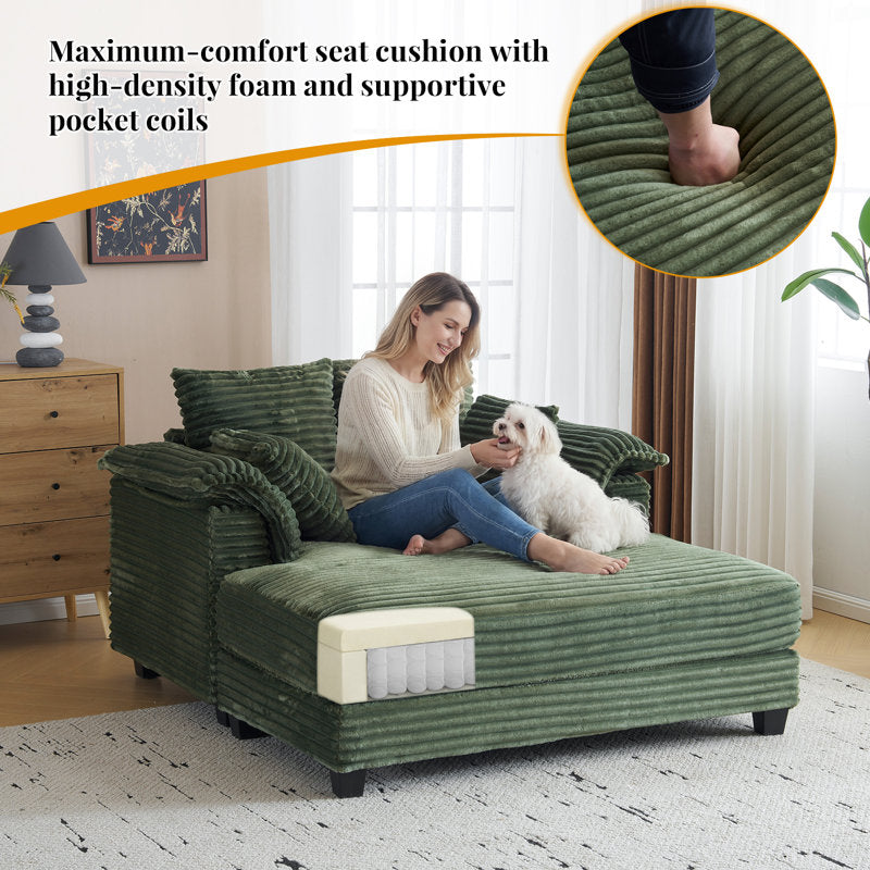 Elara - Corduroy Sleeper Sofa Bed with Twin Mattress & Chaise