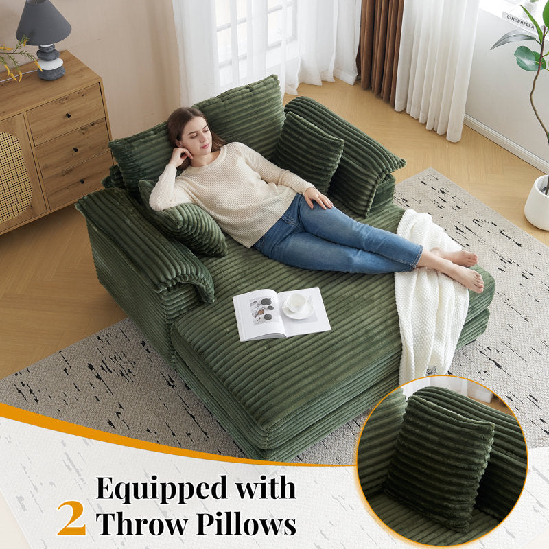 Elara - Corduroy Sleeper Sofa Bed with Twin Mattress & Chaise