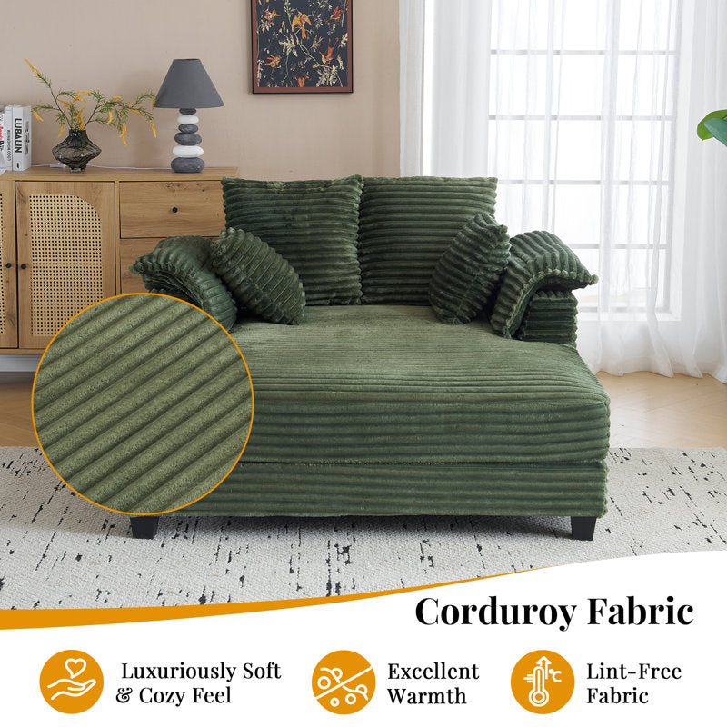 Elara - Corduroy Sleeper Sofa Bed with Twin Mattress & Chaise