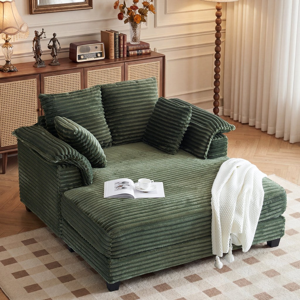 Elara - Corduroy Sleeper Sofa Bed with Twin Mattress & Chaise