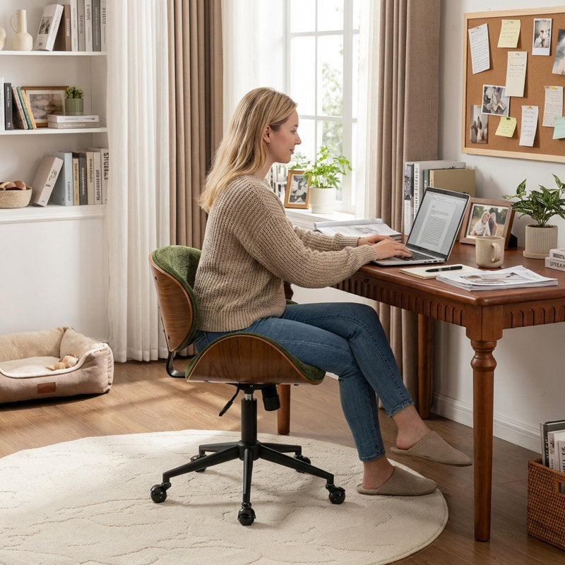 Elara - Bentwood Chenille Office Chair Swivel Task Desk Chair