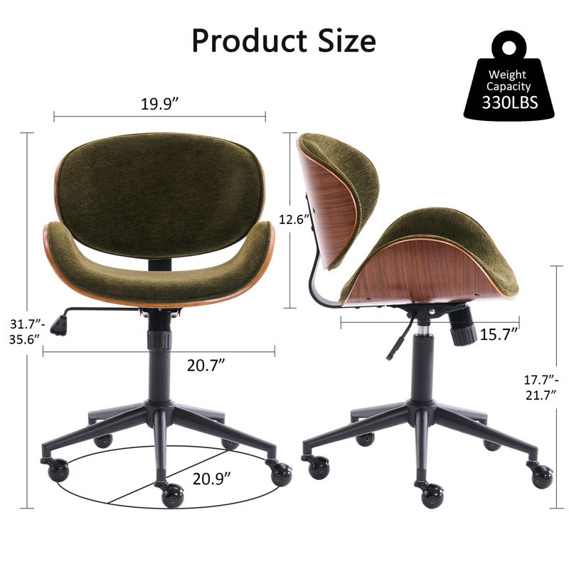 Elara - Bentwood Chenille Office Chair Swivel Task Desk Chair