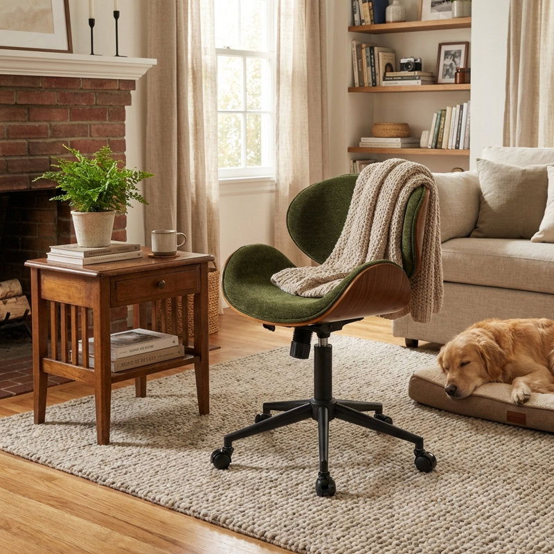 Elara - Bentwood Chenille Office Chair Swivel Task Desk Chair