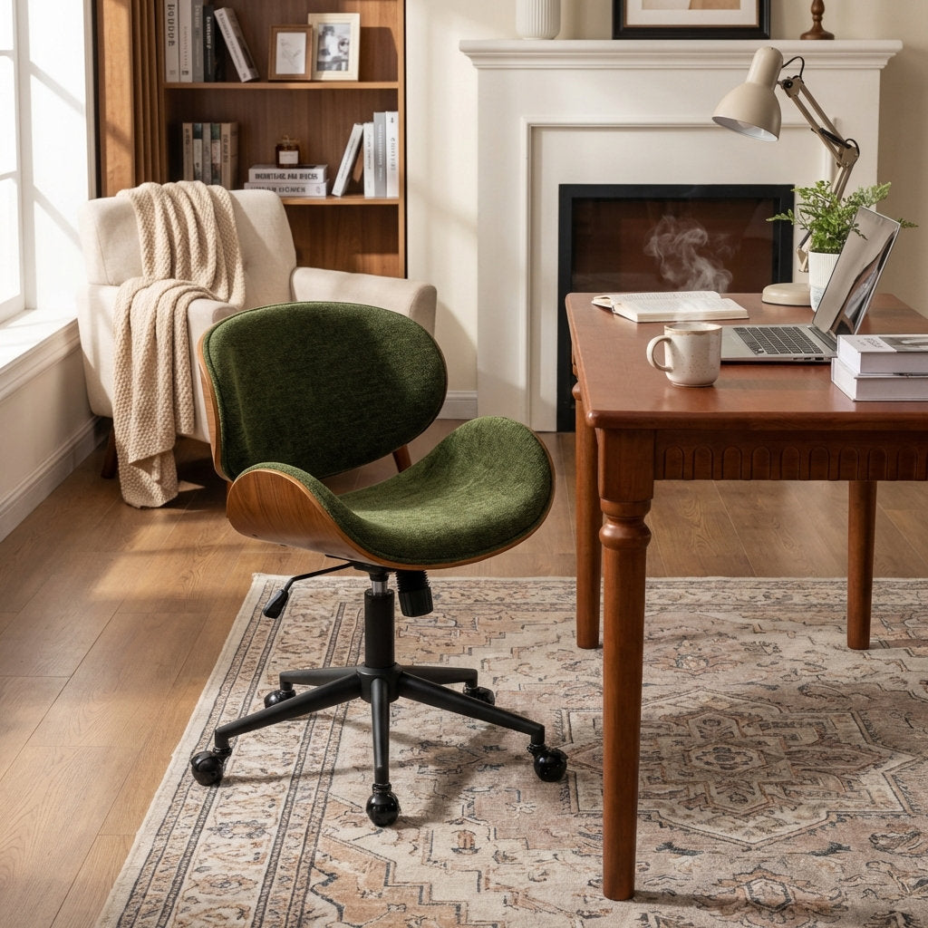 Elara - Bentwood Chenille Office Chair Swivel Task Desk Chair
