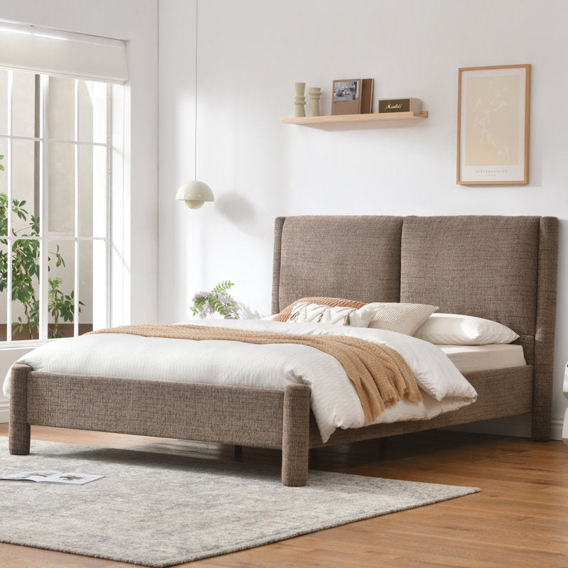 Elara Modern Upholstered Platform Bed - Tufted Fabric Queen Frame