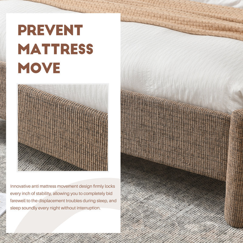 Elara Modern Upholstered Platform Bed - Tufted Fabric Queen Frame