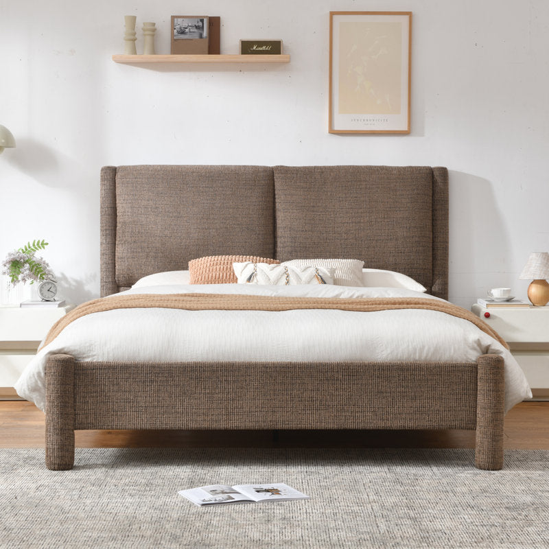 Elara Modern Upholstered Platform Bed - Tufted Fabric Queen Frame