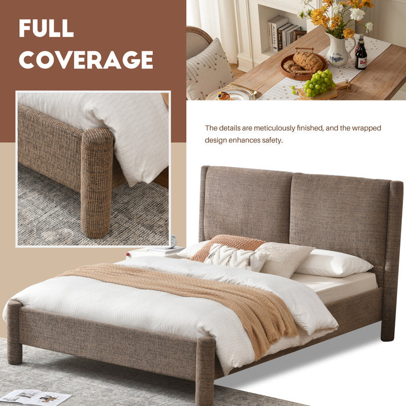 Elara Modern Upholstered Platform Bed - Tufted Fabric Queen Frame