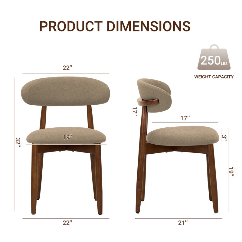 Arden Modern Upholstered Solid Wood Dining Chairs - Set of 6