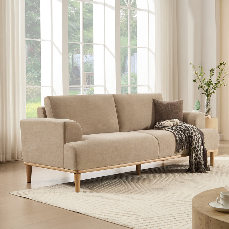 Elara Modern Minimalist Upholstered Sofa - Solid Wood Legs Living Room
