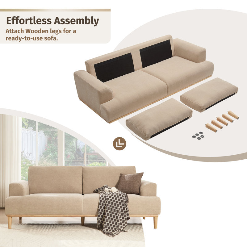 Elara Modern Minimalist Upholstered Sofa - Solid Wood Legs Living Room