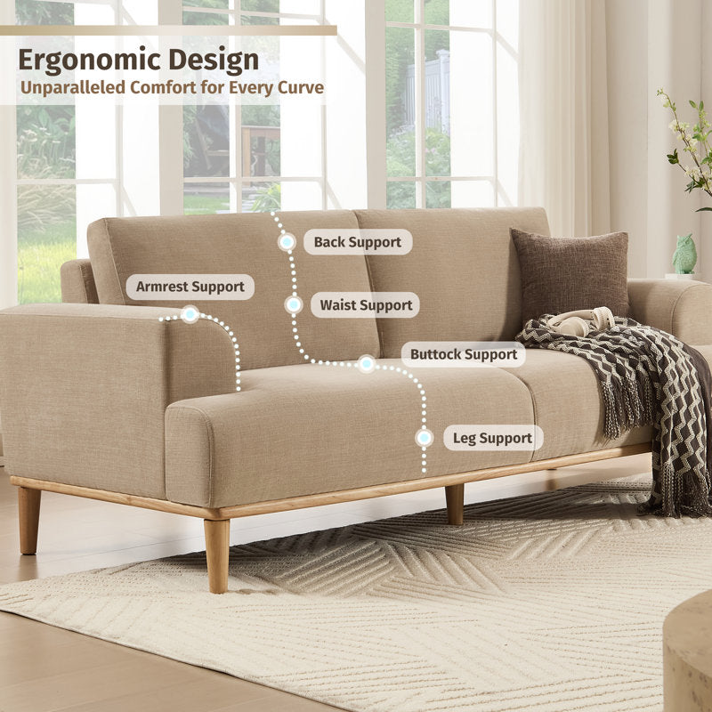 Elara Modern Minimalist Upholstered Sofa - Solid Wood Legs Living Room