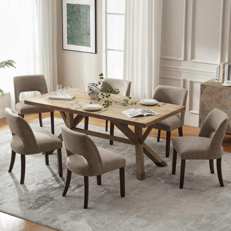 VKNOW - Mid-Century Faux Leather Dining Chairs Set of 6 for Dining Room