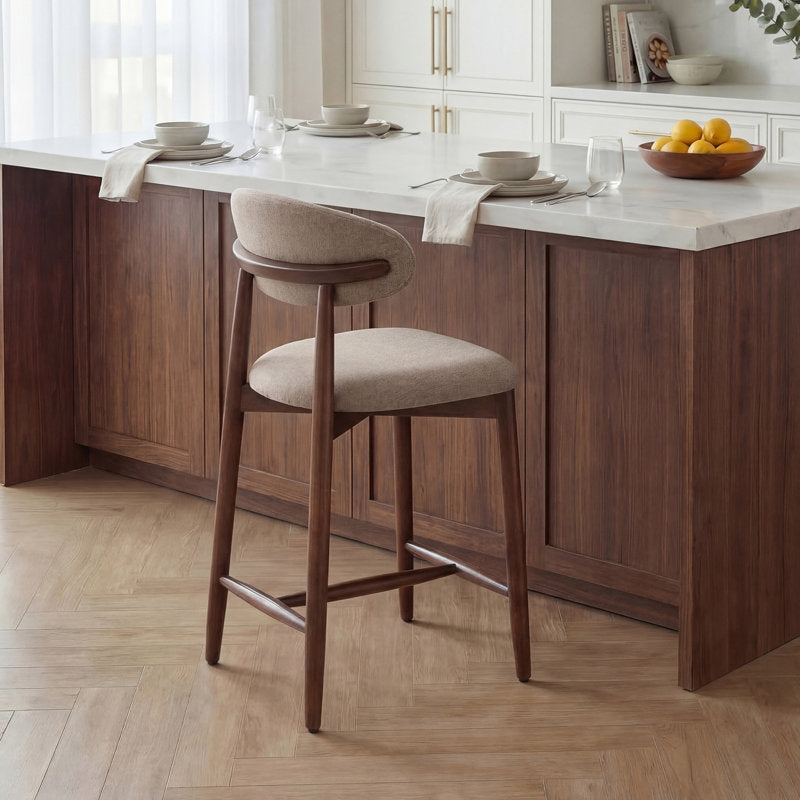 Vannie - Upholstered Counter Stool Set of 2 Solid Wood Kitchen Island