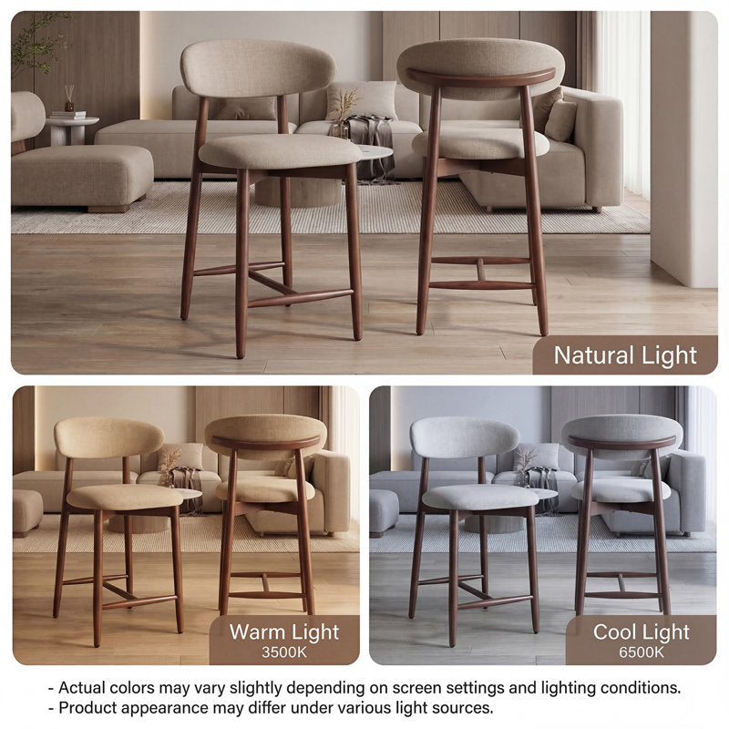 Vannie - Upholstered Counter Stool Set of 2 Solid Wood Kitchen Island
