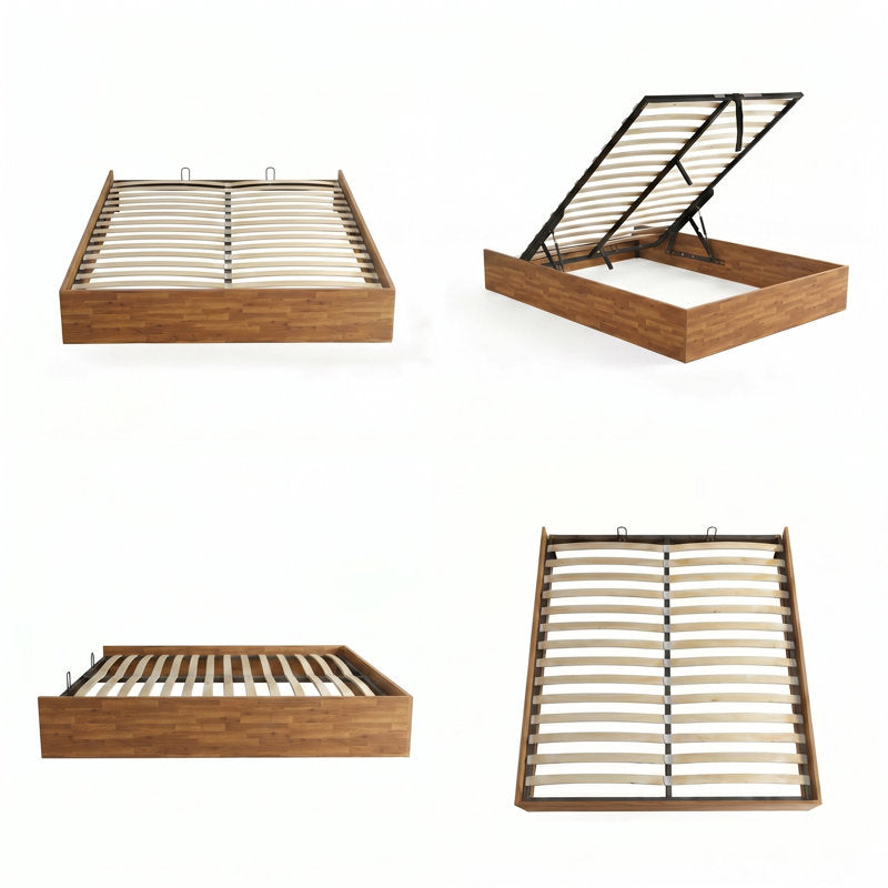 Haven Queen Bed Frame - Rustic Wood Gas Lift Storage Platform Bed